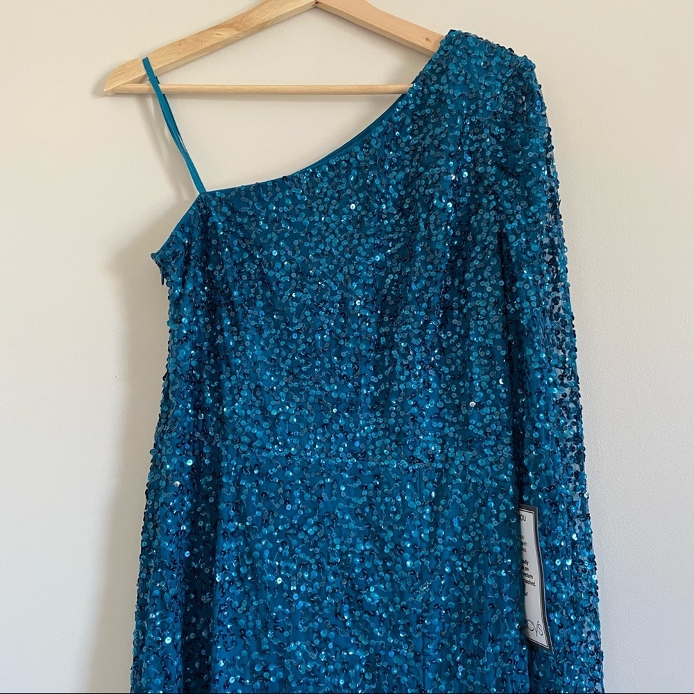 Adrianna Papell One Shoulder Sequin Gown - Picture 2 of 8